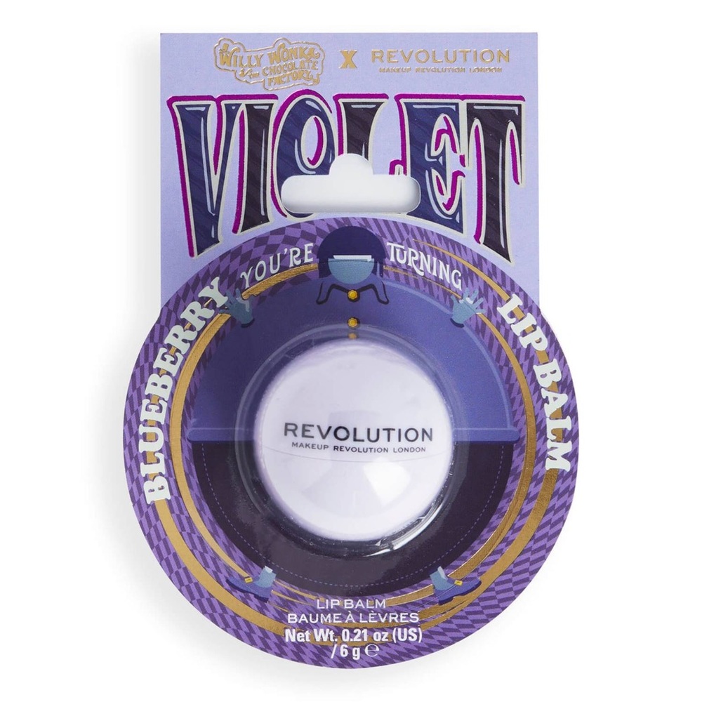 NEW NWT Revolution x Willy Wonka Violet Blueberry Lip Balm Limited Edition